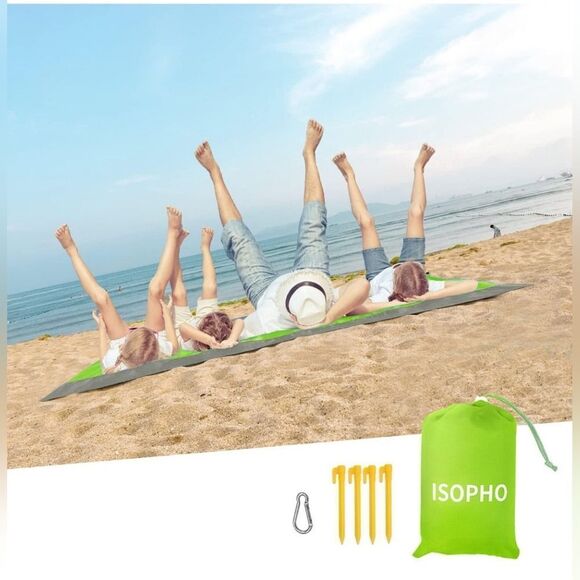 ISOPHO Beach Blanket,Picnic Blankets Waterproof Sandproof for 4-7 Adults - Picture 4 of 7
